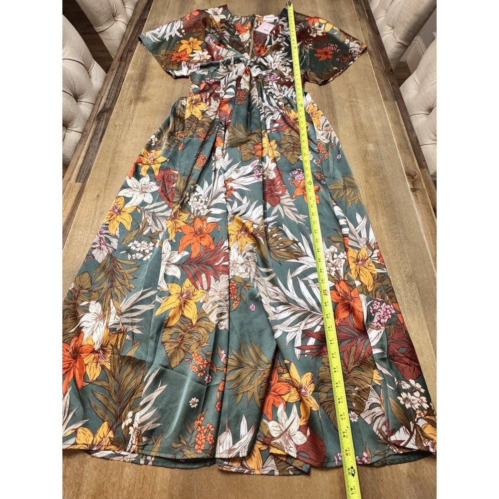 Showpo Vacay Ready Maxi Dress Size 14 Floral Plunge Neckline Thigh High Slit - Picture 7 of 15